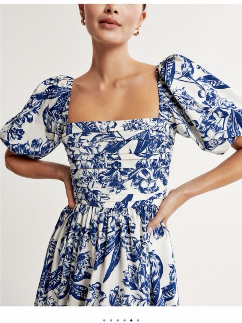 Abercombie & Fitch | Puff Sleeve Midi Dress in Blue Floral